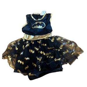 Batgirl Girls Black Gold Superhero Tutu Dress Costume Medium Glitter